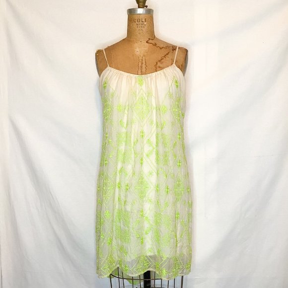Cynthia Vincent Neon Embroidered Silk Mini Dress - Picture 3 of 9